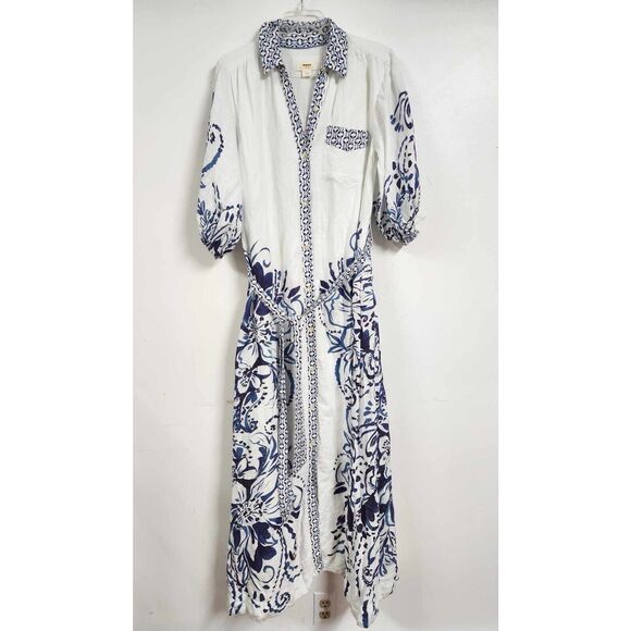 Anthropologie Blue and White Midi Dress - Picture 5 of 9